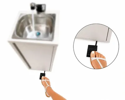 Produktbild von Fußtaster Fußschalter für Mobiles Handwaschbecken Miniküche Bausatz berührungslos Pumpenansteuerung 12V / 230V ad-ideen®