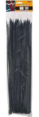 Produktbild von 100 Kabelbinder Schwarz – Nylon 66 Kabelbinder Selbstschließend – Kabelbinder 390 × 4,6 mm – Schwarze Kabelbinder für Kabelmanagement und Installation – Packung mit 100 Stück [05423]
