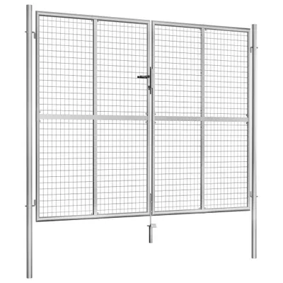 Image de vidaXL Portail de jardin Acier galvanisé 306 x 250 cm Argenté