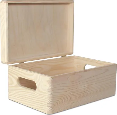 Produktbild von Creative Deco Natur Holz-Kiste mit Deckel | 30x20x14 cm (+/-1cm) | Erinnerungsbox Baby | Holz-box Unlackiert Kasten | mit Griffen | Für Dokumente, Spielzeug, Werkzeuge | ROH & UNGESCHLIFFEN