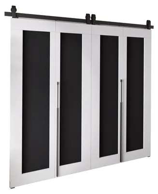 Produktbild von KierMoebel Schiebetür Komplettset QUDIO DUO M1 Weiß + Schwarz 192x205x3,2 cm Wohnzimmer Schiebetür