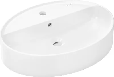 Produktbild von hansgrohe Xuniva D Aufsatzwaschtisch, mit Überlauf, 1 Hahnloch, 600x450mm, weiß, 60170450