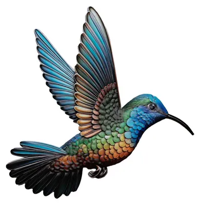 Image de Décoration murale « Colibri » en métal, 39 x 39,5 cm