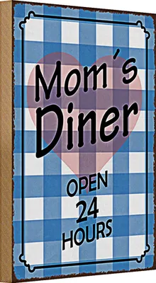 Produktbild von Holzschild Spruch 20x30cm Moms Diner open 24 hours Herz