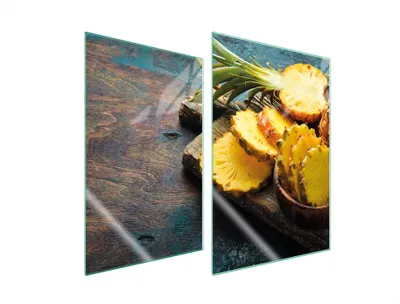 Image de Plaques de recouvrement pour cuisinière 2 pièces 35x52 Couverture de champ en vitrocéramique Planche à découper ananas bois