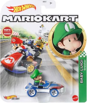 Immagine prodotto di Mattel GBG25; HDB28 - Hot Wheels Mario Kart 1:64 Die-Cast Baby Luigi Sneeker