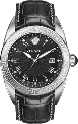 Produktbild von Versace VFE120015 V-Sport II silber schwarz Leder Armband Uhr Herren NEU