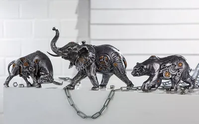 Imagen del producto de Figura decorativa, oso, "Oso Steampunk", resina, color plateado, unidad de venta: 2, largo: 8 cm, ancho: 25 cm, alto: 12 cm. Código: 37042 4063387370421