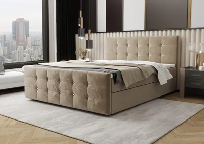 Produktbild von Boxbett Coria IV 180 cm 200 cm B&B Home Coria IV - Boxspringbett 200x200 cm, Hellbeige, modernes Doppelbett fürs Schlafzimmer