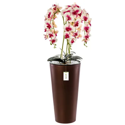 Produktbild von Blumenkübel freistehend Blumentopf Ø 30 cm H 57 cm Kupfer Übertopf glatt und matt Pflanzkübel aus Kunststoff mit Einsatz