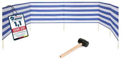Produktbild von Garronda Strand Windschutz Sichtschutz 8m lang plus Gummihammer GAEX001 (Streifen, 8 m)