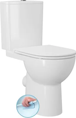 Zdjęcie produktu dla SANIVEX WC kombi, podwyższone siedzisko, bezrantowe, odprowadzenie pionowe/poziome, białe