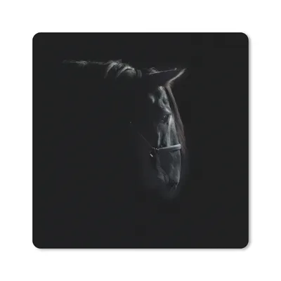 Produktbild von MuchoWow® Mauspad Mousepad Pferd - Leicht - Schwarz 20x20 cm - Mousepads - Maus Mat - Pad - Mausunterlage - Desk Mat - Bureauartikeln