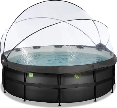 Produktbild von EXIT Black Leather Pool ø427x122cm mit Sandfilterpumpe und Abdeckung - schwarz