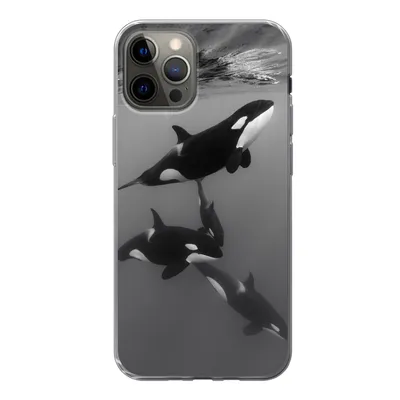 Produktbild von MuchoWow® Handyhülle Schutzhülle Hülle für iPhone 12 Pro Orca - Wasser - Schwarz - Weiß Silikon Softcase Handy Hülle - Abdeckung