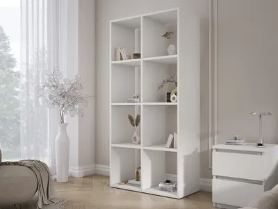 Obrázok produktu pre Regál s 8 policami - Farba: biela - 147 × 74 × 30 cm, vertikálne alebo horizontálne