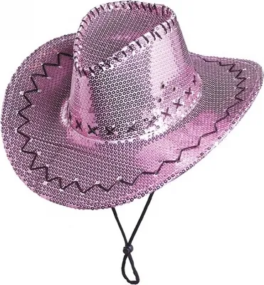 Produktbild von cowboy Hut Pailletten rosa uni