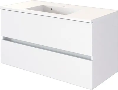 Produktbild von Waschtisch Badschrank Waschplatz Badezimmerschrank Handwaschplatz Bad "Baabe I" Weiß/Weiß-Matt 100 cm