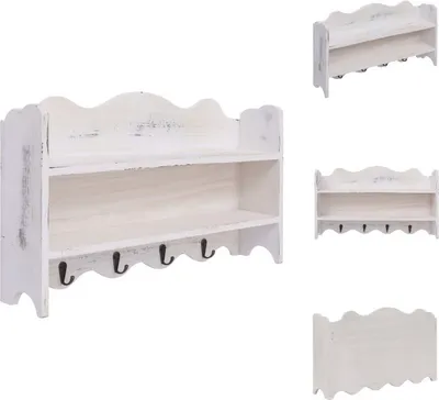 Zdjęcie produktu dla vidaXL Wieszak ścienny biały 50 x 10 x 30 cm drewno - wieszaki i wieszaki na ubrania