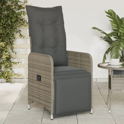Produktbild von "2026 Promotion" Gartensessel Verstellbar mit Kissen Grau Poly Rattan - Gartenstühle CC22274