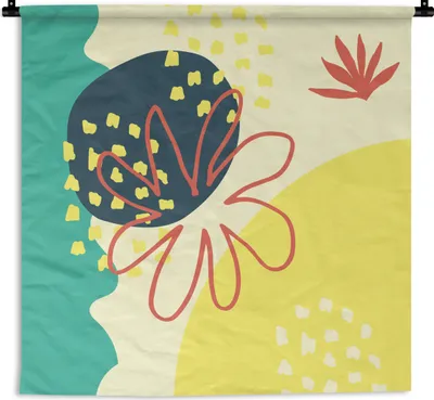 Produktbild von MuchoWow® Wandteppich Wandbehang Sommer - Blume - Abstrakt 150x150 cm Tapisserie Dekoration Wandtuch - Wohnaccessoires - Modernes