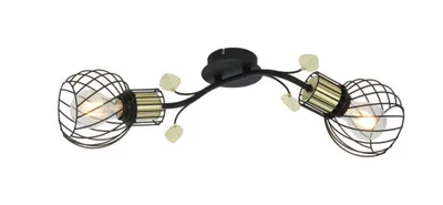Produktbild von Globo Lighting Wandleuchte Metall schwarz, messingfarben, Metall schwarz, mit Dekorblätter, LxBxH: 540x310x210mm, AL: 147mm, exkl. 2x E27 40W 230V