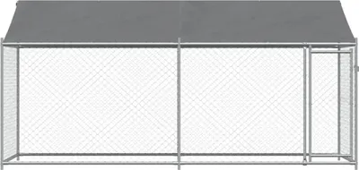 Produktbild von vidaXL Hundezwinger mit Dach und Tür Grau 4x2x2 m Verzinkter Stahl