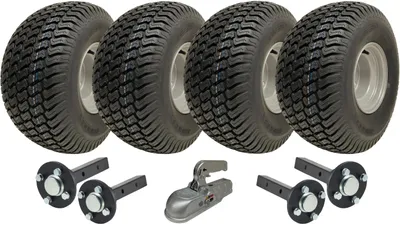 Zdjęcie produktu dla 20x10.00-8 Zestaw dwuosiowych kół do przyczep ATV, zwrotnice, zaczep drogowy, dopuszczony do ruchu drogowego 1800 kg