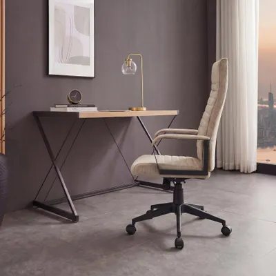 Produktbild von riess-ambiente Bürostuhl LAZIO beige schwarz Vogue Velours Samt drehbar höhenverstellbar mit Rollen