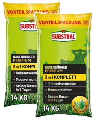 Produktbild von Substral Rasendünger Premium 3in1 komplett 2 x 14 kg