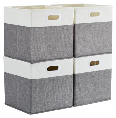 Productafbeelding van Opbergboxen 30x30x30 cm, kreukelvrije opbergmanden van stof voor kleding, manden, kisten en speelgoed (set van 4)