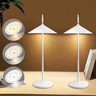 Image de ZMH Lampe de table Batterie Lampe de chevet Led Lot de 2 Lampe de table Sans fil 1800mhA Rechargeable Touch Dimmable Moderne Blanc Lampe de table extérieure IP44 Etanche USB pour balcon Jardin Table à manger Camping
