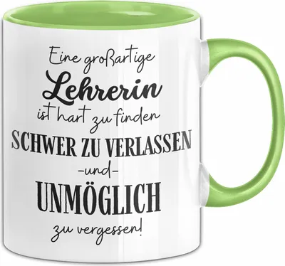 Produktbild von Lehrerin Abschied Geschenk Tasse Abschiedsgeschenk für Lehrerin Hart Zu Finden Schwer Zu Verlassen (Grün)