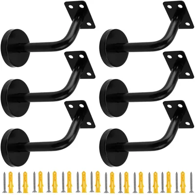 Image de 6 supports noirs mats pour rampes d'escalier