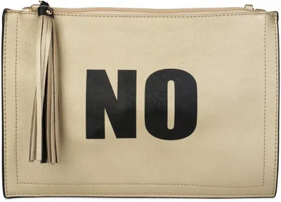 Immagine prodotto di Pochette styleBREAKER con stampa "Sì" e "No", pendenti a forma di frange sulla cerniera, tracolla e cinghia da portare a tracolla, da donna, modello 02012078