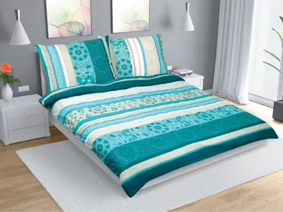 Obrázek produktu pro Povlečení bavlněné na dvoudeku - 1ks 180x200, 70x90 -  tyrkysová