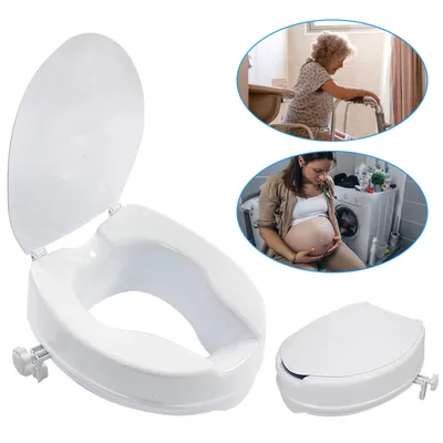 Produktbild von Toilettensitzerhöhung 6cm Höhe mit Deckel- Sitzerhöhung Toilette Erwachsene - einfache Montage bis 140kg WC Sitzerhöhung - robust und langlebig