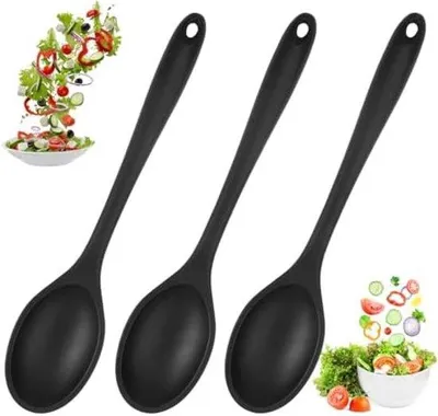 Produktbild von Silikon-Kochlöffel-Set - 3 Stücke - Antihaft - 27 cm - Küchen Rührschöpfer