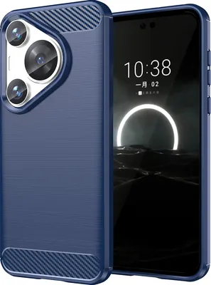 Produktbild von Hülle für Huawei Pura 70 Pro / 70 Pro+ Carbon-Faser Weich TPU Silikon Stoßfest Handyhülle Blau
