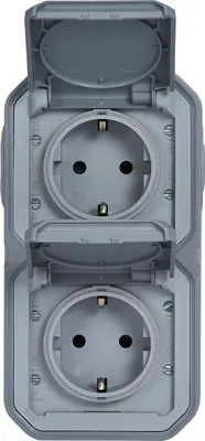 Zdjęcie produktu dla Legrand Plexo NEW APWG 069744L Gniazdo Schuko IP44 szare 2-krotne pionowe