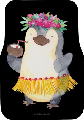 Produktbild von Mr. & Mrs. Panda Auto Fußmatte Pinguin Kokosnuss - Schwarz - Geschenk, Hawaii, Auto-Fußmatte, Teppich, Urlaub, Aloha, Automatte, Tanzen, Erholt, Autoteppich