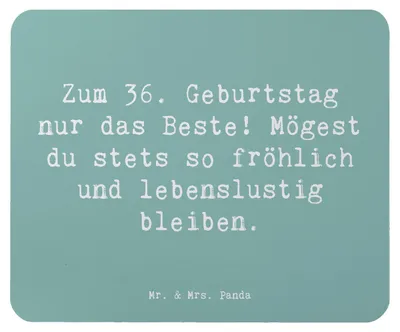 Produktbild von Mr. & Mrs. Panda Mouse Pad Spruch 36. Geburtstag - Meeresbrise - Geschenk, Geburtstagsgeschenk, pc mousepad, mauspad, einzigartig, Happy Birthday, mousematte, Jubiläum