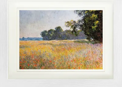 Produktbild von Claude Monet Gerahmtes Bild Mit Edlem Passepartout | Wand-Bilder | Im Bilderrahmen - Haferfeld Mit Mohnblumen, 1890 (30 x 40 cm)
