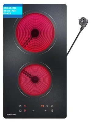 Glaskeramik-Kochfeld 2 Platten, 3000 W, Touch, Timer, Kindersicherung