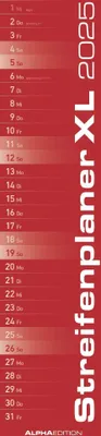 Produktbild von Streifenplaner XL ROT 2025 - Streifenkalender 15x64 cm