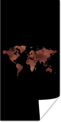 Produktbild von MuchoWow® Poster Weltkarte - Leder - Schwarz 20x40 cm - Plakat - Foto
