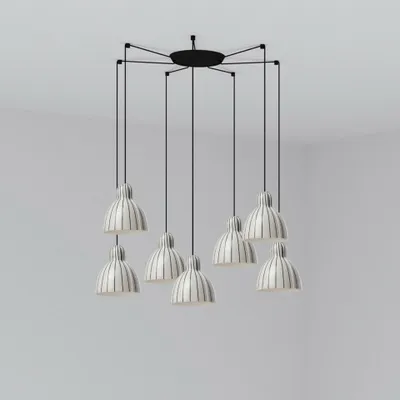 Produktbild von FARO VENICE Pendelleuchte, 7-flammig, weiß mit Streifen