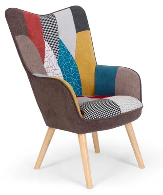 Image de MENZZO Fauteuil scandinave Klarys Tissu Patchwork