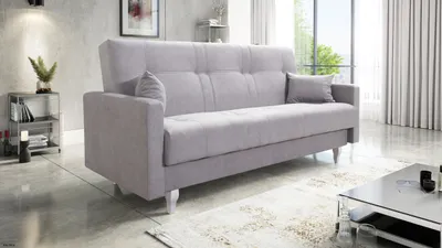 Produktbild von Schlafcouch LUDWIK, Bettkasten und Schlaffunktion, Schlafsofa - Silbergrau