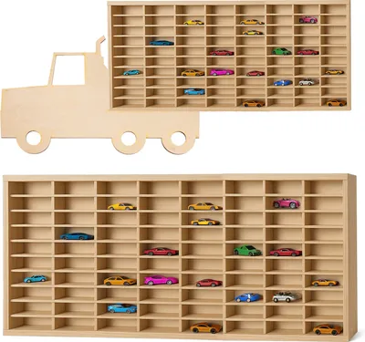 Produktbild von Sammlervitrine Holz zu 80 Fächen mit TIR-Form 79 x 40 cm Setzkasten Holz für Ihre Sammlung Fach 9,2 x 3,5 x 4 cm - Organisation Schaukasten für Autos 26582
